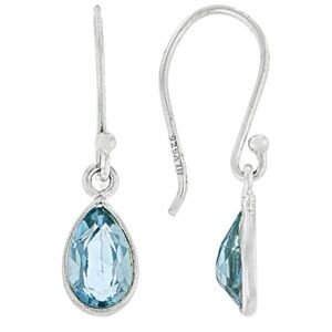 Lovely, Dainty Swiss Blue Topaz Rhodium Over Sterling Silver Earrings 2.32ctw